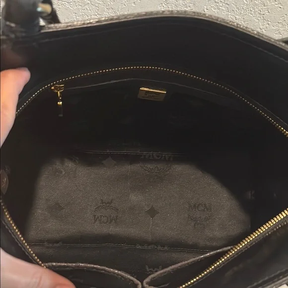MCM Black Zip Tote with Gold Studs - Picture 10 of 13